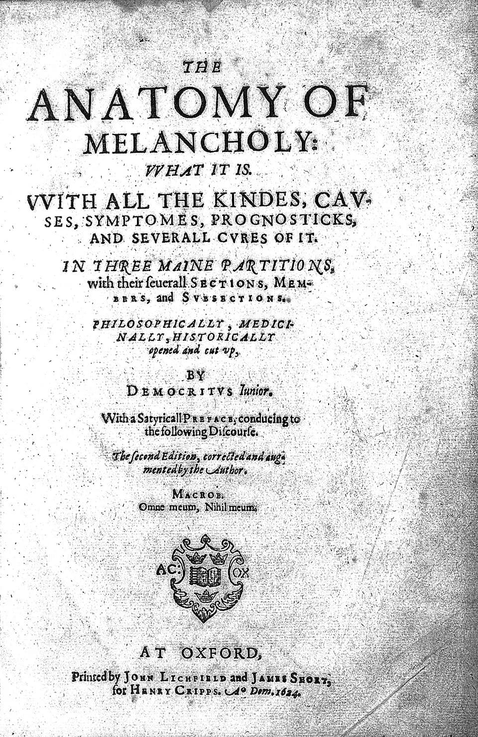 Robert Burton - Title page

Rare Books
Keywords: Robert Burton