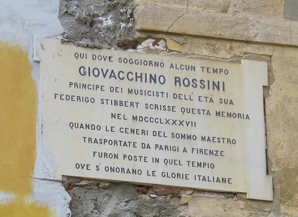 Gioachino Rossini - Parco stibbert, scuderie, targa giovacchino rossini