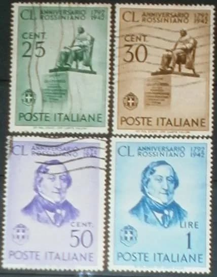Gioachino Rossini - Serie 150 anniversario della nascita di Gioacchino Rossini - francobolli del Regno d'Italia - 1942 - stamps of the Kingdom of Italy with Gioacchino Rossini