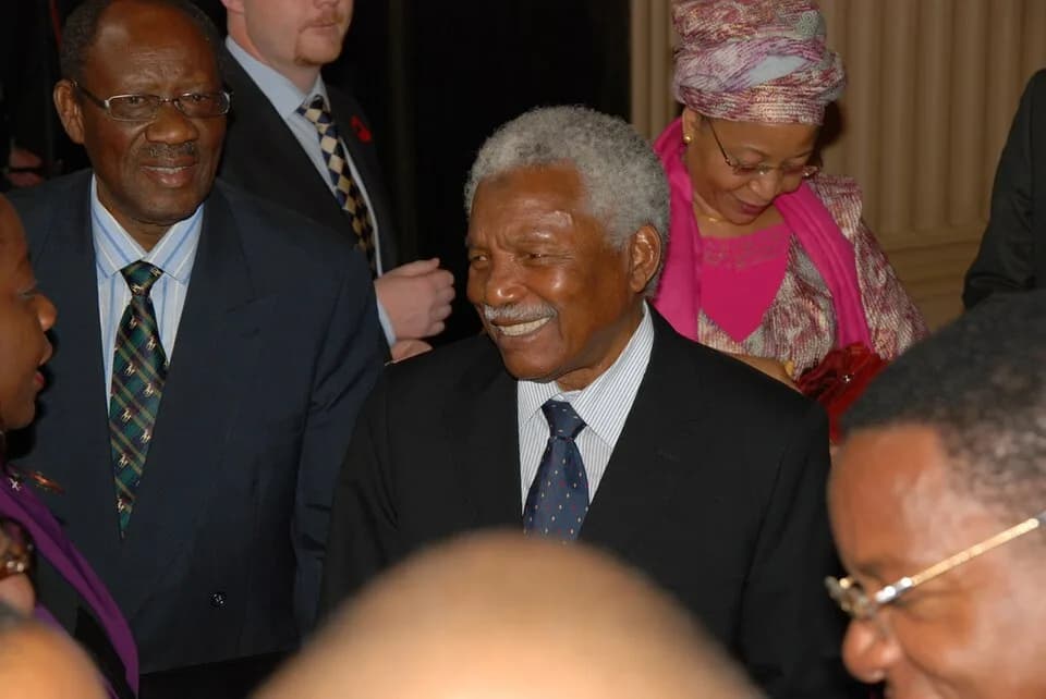 Ali Hassan Mwinyi - Former Tanzanian president Ali Hassan Mwinyi with Executive Director of the Mwalimu Nyerere Fondation, Joseph Butiku. In the background is the Tanzanian High Commissioner to Great 