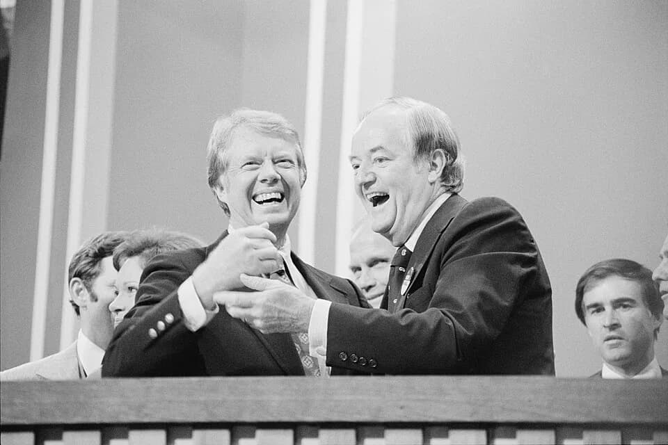 Hubert Humphrey - Jimmy Carter and Sen. Hubert Humphrey at the 1976 Democratic National Convention, New York City.