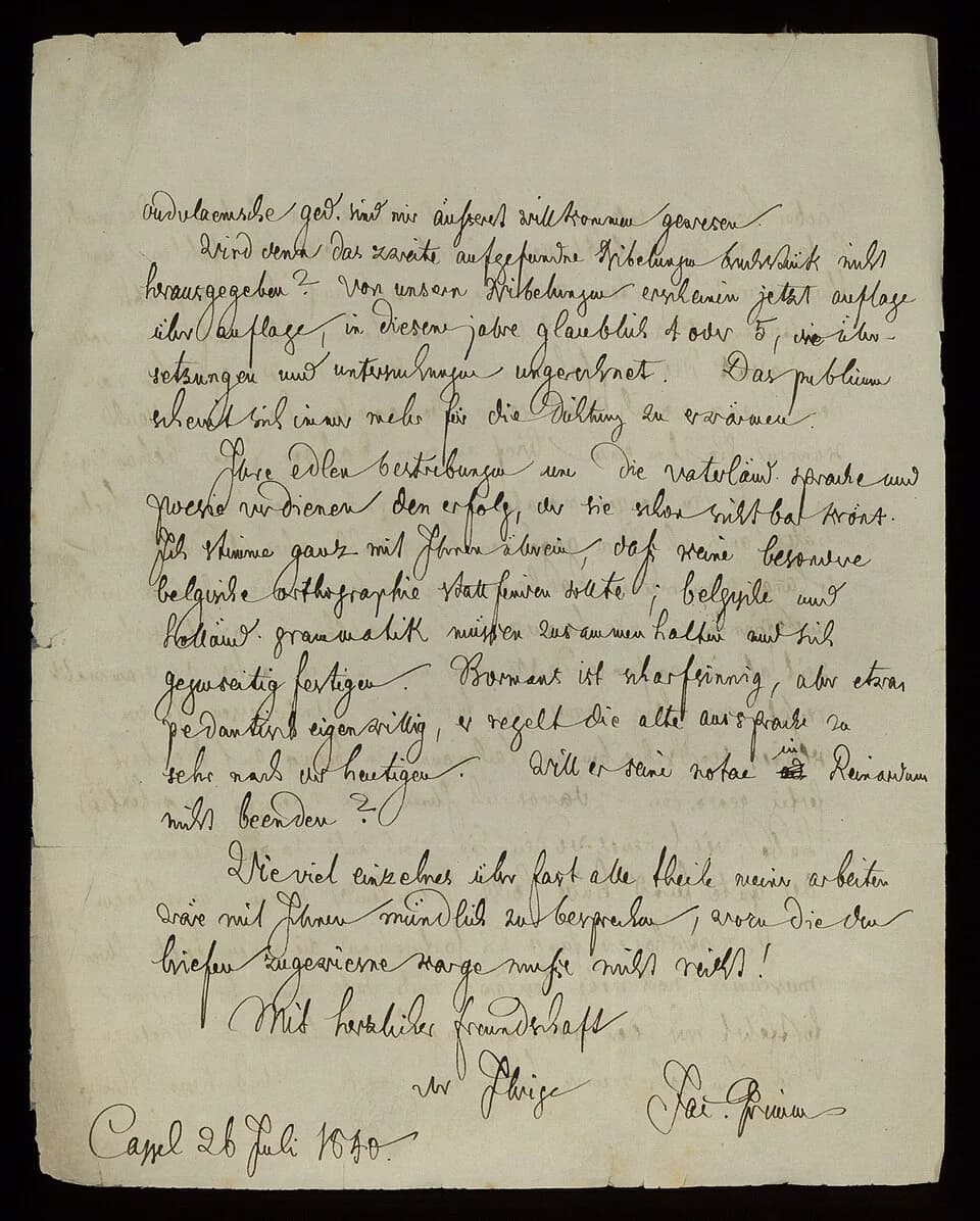 Jacob Grimm - Title[correspondence] Brieven van Jacob Grimm aan Jan Frans Willems.Description14 brieven.Publisher1834-1851.ContentsBrieven: Göttingen, 14 dec. 1834. -- Göttingen, 15 apr. 1835. -- Gött