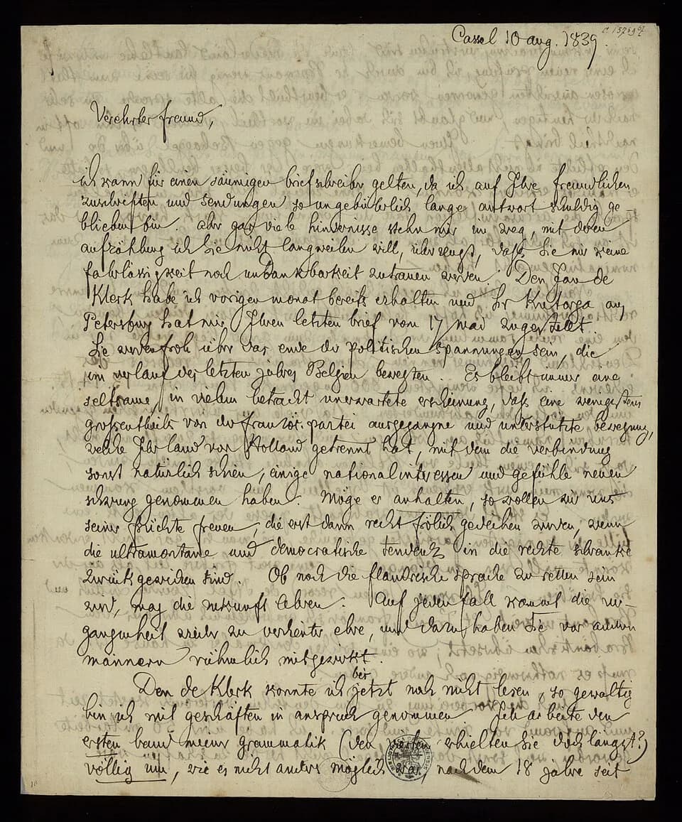 Jacob Grimm - Title[correspondence] Brieven van Jacob Grimm aan Jan Frans Willems.Description14 brieven.Publisher1834-1851.ContentsBrieven: Göttingen, 14 dec. 1834. -- Göttingen, 15 apr. 1835. -- Gött