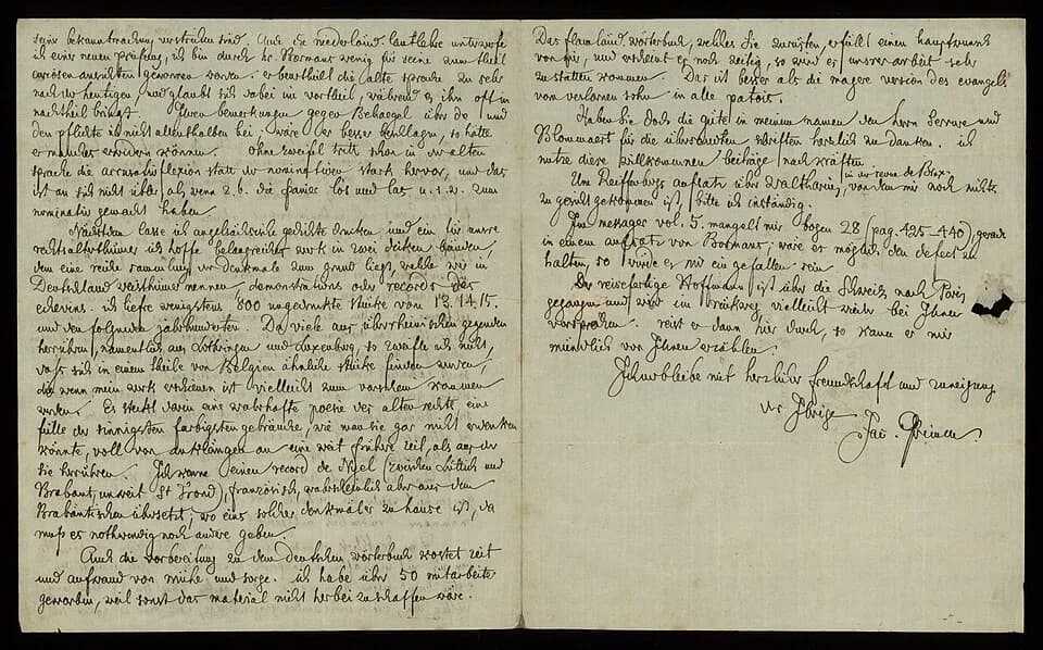 Jacob Grimm - Title[correspondence] Brieven van Jacob Grimm aan Jan Frans Willems.Description14 brieven.Publisher1834-1851.ContentsBrieven: Göttingen, 14 dec. 1834. -- Göttingen, 15 apr. 1835. -- Gött