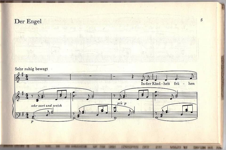 Richard Wagner - R. Wagner (+ 1883), Wesendonklieder, Notenausschnitt (IB 107/2, S. 5)