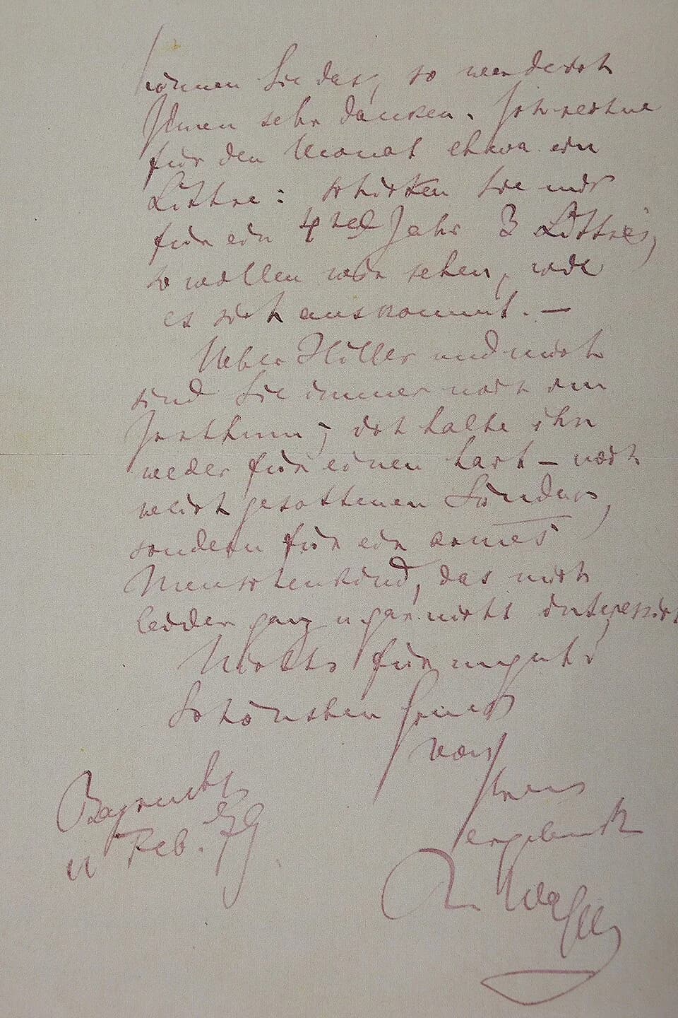 Richard Wagner - Letter of Richard Wagner to August Lesimple in Cologne