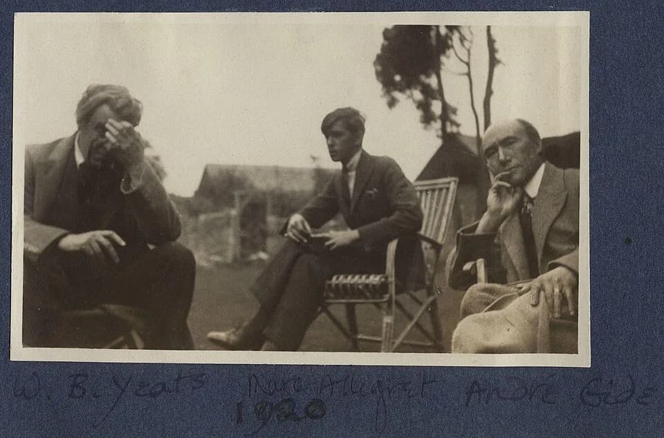 William Butler Yeats - William Butler Yeats; Marc Allégret; André Gide, by Lady Ottoline Morrell (died 1938). 1920. See source website for additional information.
