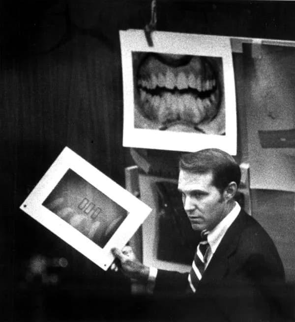 Ted Bundy - Tallahassee, Florida. Dr. Richard Souviron presents dental evidence at the trial of Ted Bundy for the Chi Omega Murders.