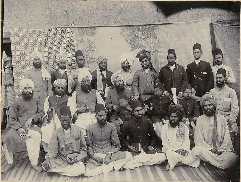 Mirza Ghulam Ahmad - Mirza Ghulam Ahmad with some of his companions at Qadian. The Photograph was probably taken in 1899.