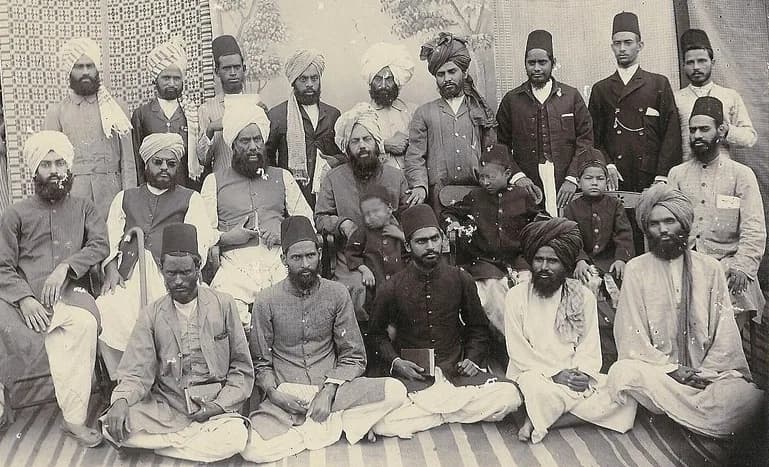 Mirza Ghulam Ahmad - Mirza Ghulam Ahmad (seated centre) with some of his companions at Qadian