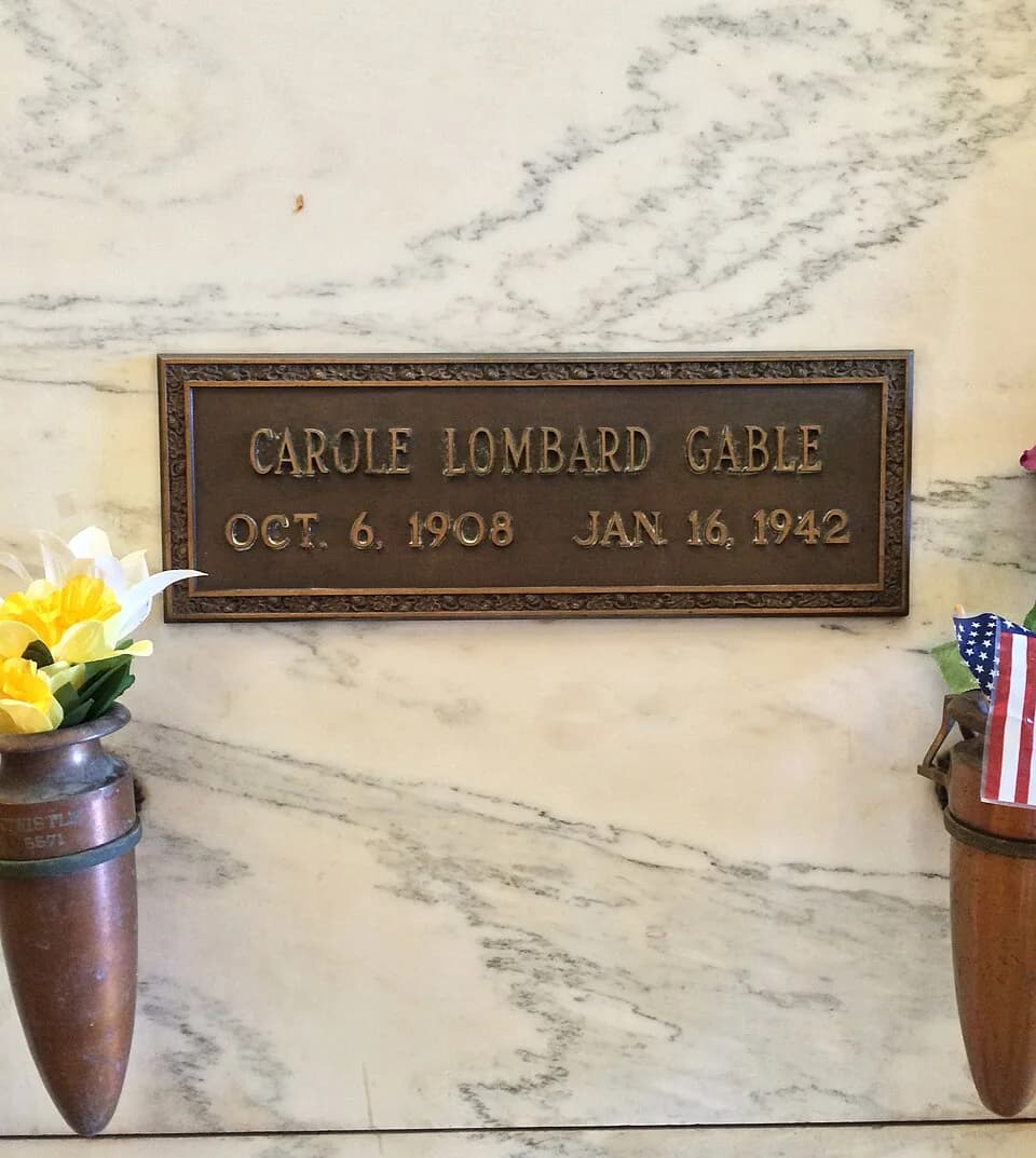 Carole Lombard - Crypt of Carole Lombard, in the Sanctuary of Trust of the Great Mausoleum, Forest Lawn Glendale.