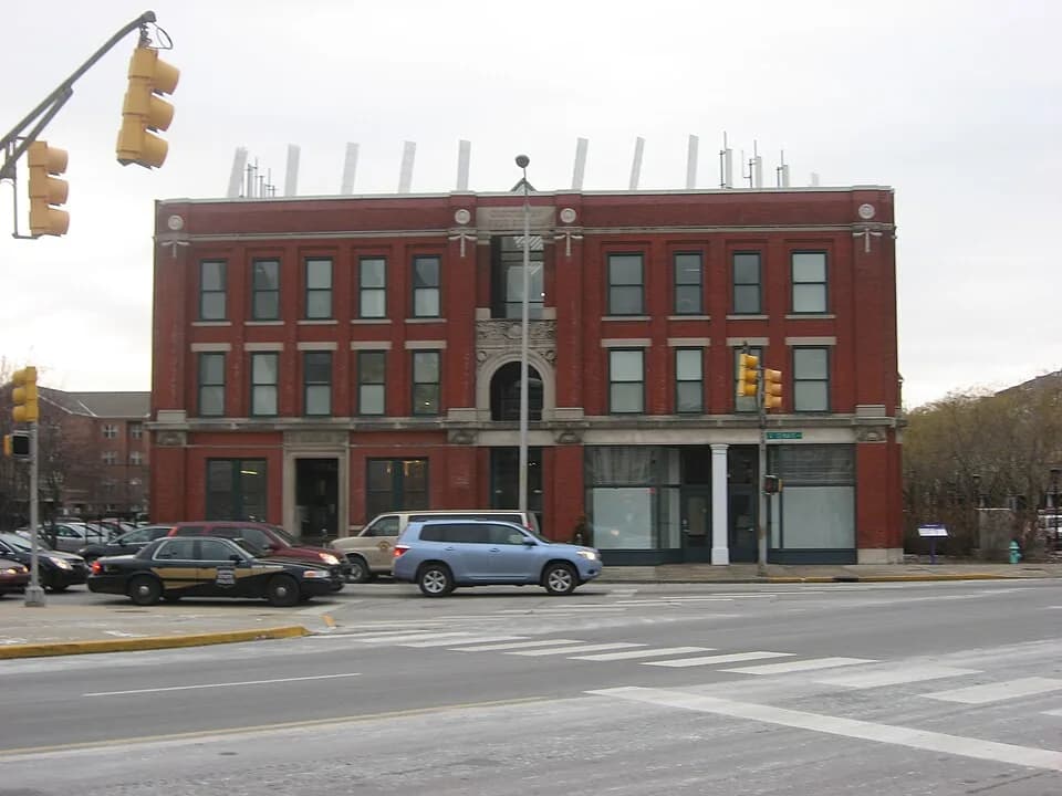 Kurt Vonnegut - Eastern front side of The Emelie, located at 326-330 N. Senate Avenue in Indianapolis, Indiana, United States. Built in 1902, it is listed on the National Register of Historic Places