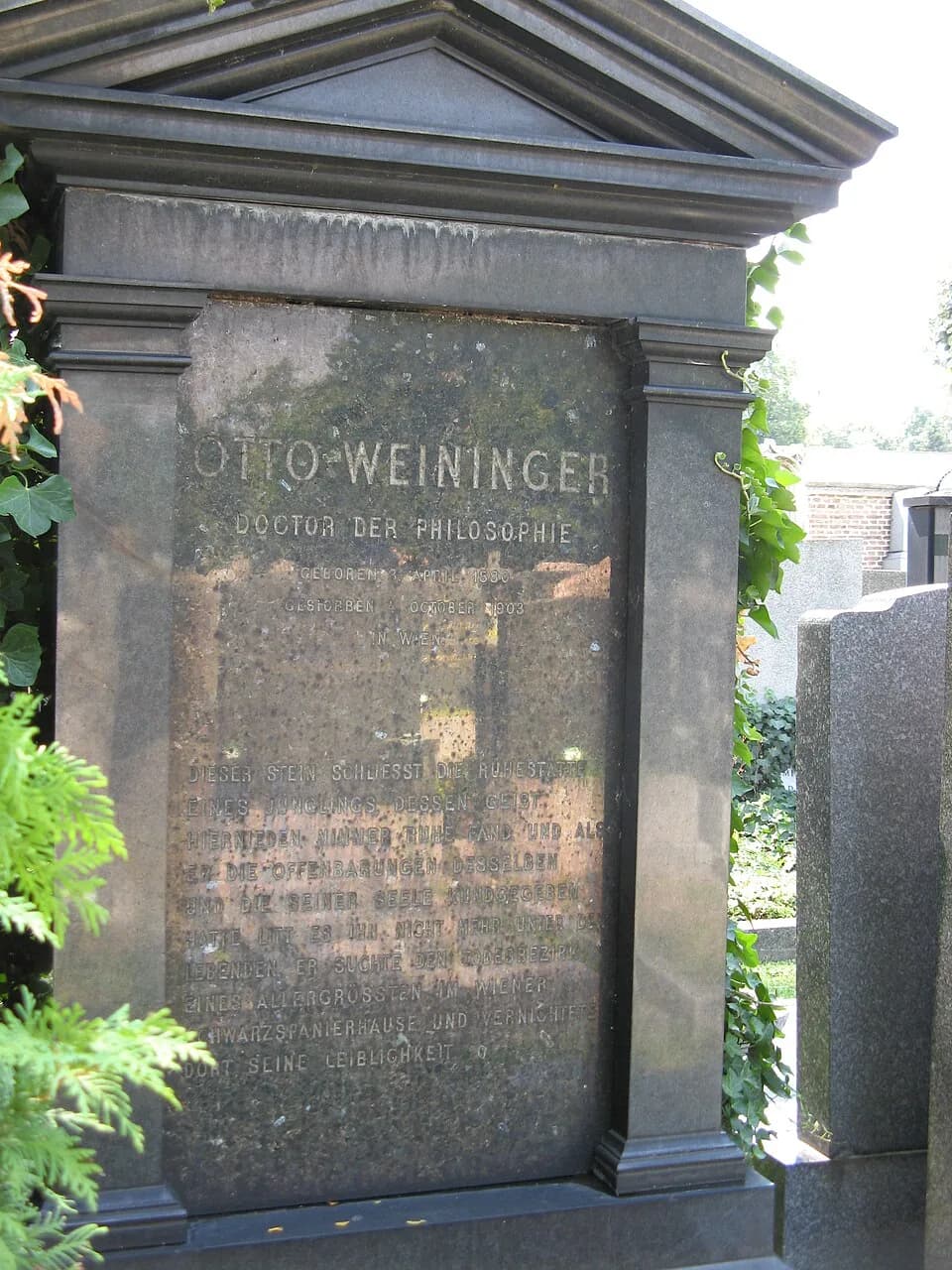 Otto Weininger - Grab von Otto Weininger auf dem Evangelischen Friedhof Matzleinsdorf in Wien