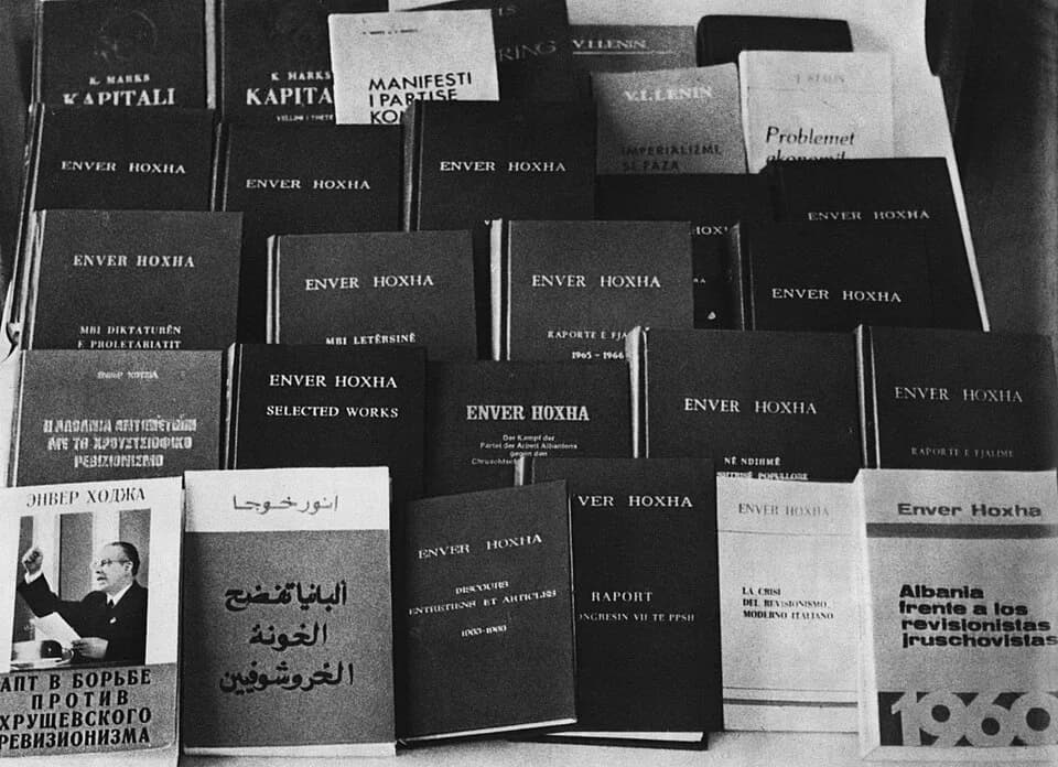 Enver Hoxha - A photo comprised primarily of translated works by Albanian leader Enver Hoxha.