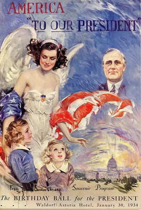Franklin Delano Roosevelt - Program for the first Birthday Ball Dinner held on January 30, 1934 at the Waldorf-Astoria Hotel.