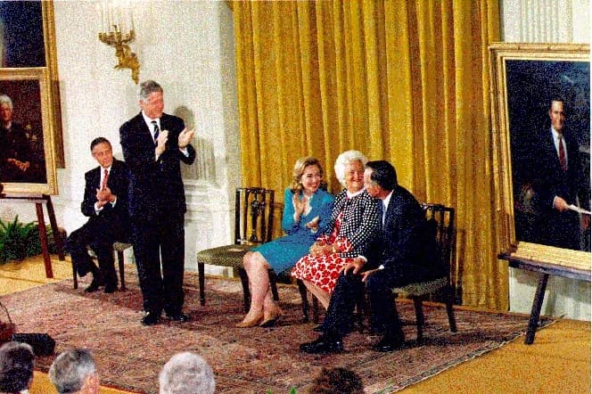 Barbara Bush - The unveiling of an official portrait of George H. W. Bush at the East Room of the White House.