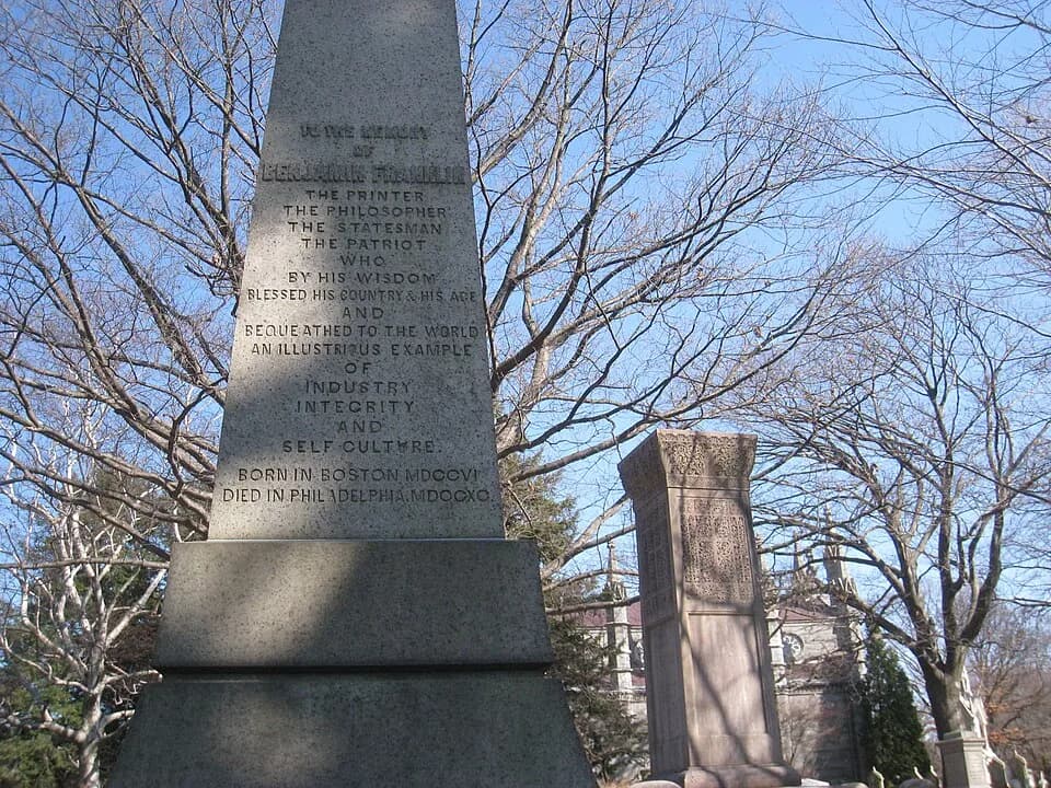 Benjamin Franklin - Benjamin Franklin cenotaph, Mount Auburn Cemetery, 583 Mt. Auburn Street, Cambridge, Massachusetts, USA.