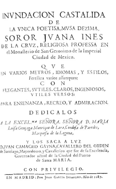 Sor Juana Inés de la Cruz - First part of Sor Juana's complete works, Madrid, 1689.