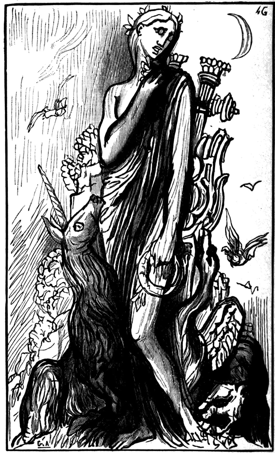 Gustave Moreau - Frontispice d'Orphée-Roi, de Victor Segalen, d'après Gustave Moreau