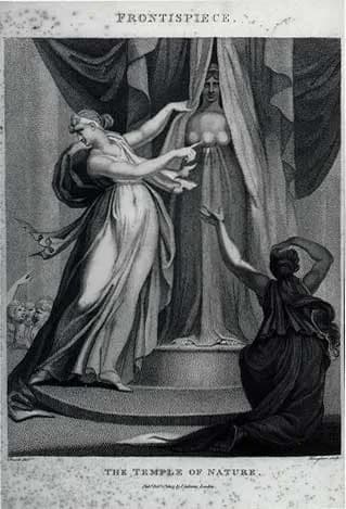 Erasmus Darwin - The frontispiece from Erasmus Darwin's The Temple of Nature (1803). The veil of nature is pulled away