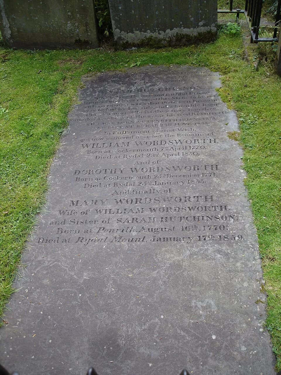 William Wordsworth - Photograph of the gravestone of William Wordsworth, Grasmere, Cumbria, England