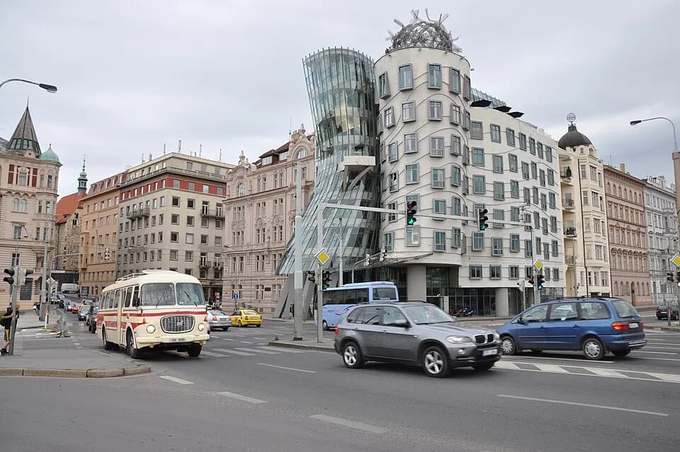 Ginger Rogers - Bus Škoda 706 RTO CAR and Dancing House, Prague, Czech Republic