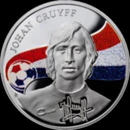 Johan Cruyff - Памятная монета Армении 2010 года серии "Короли футбола" - Кройф - 100 драм - серебро 925