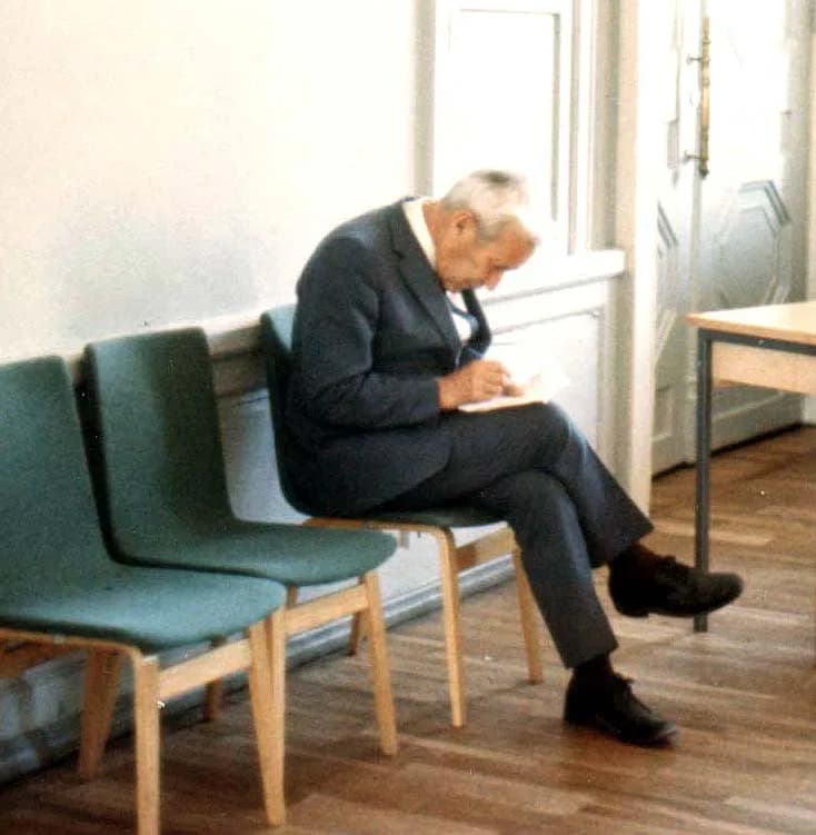 Andrey Kolmogorov - taken at the 1973 Soviet Information Theory Symposium (may not be the exact title) held in Tallinn, Estonian SSR. Kolmogorov works on his talk.