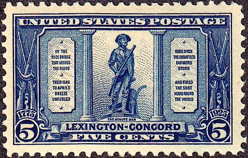 Ralph Waldo Emerson - US Postage Stamp commemorating the Lexington-Concord battles; One of a set of three; Issued in 1925. KP0P
