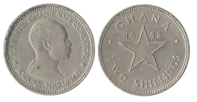 Kwame Nkrumah - 2 shillings, the Ghanaian pound. Introduced in 1958