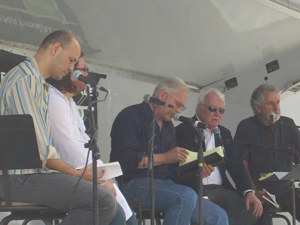 Mahmoud Darwish - Writers Fady Joudah, Sinan Antoon, Michael Palmer, Russell Banks and moderator Breyten Breytenbach, speaking on a panel about the late writer Mahmoud Darwish, at the 2009 Brooklyn Bo