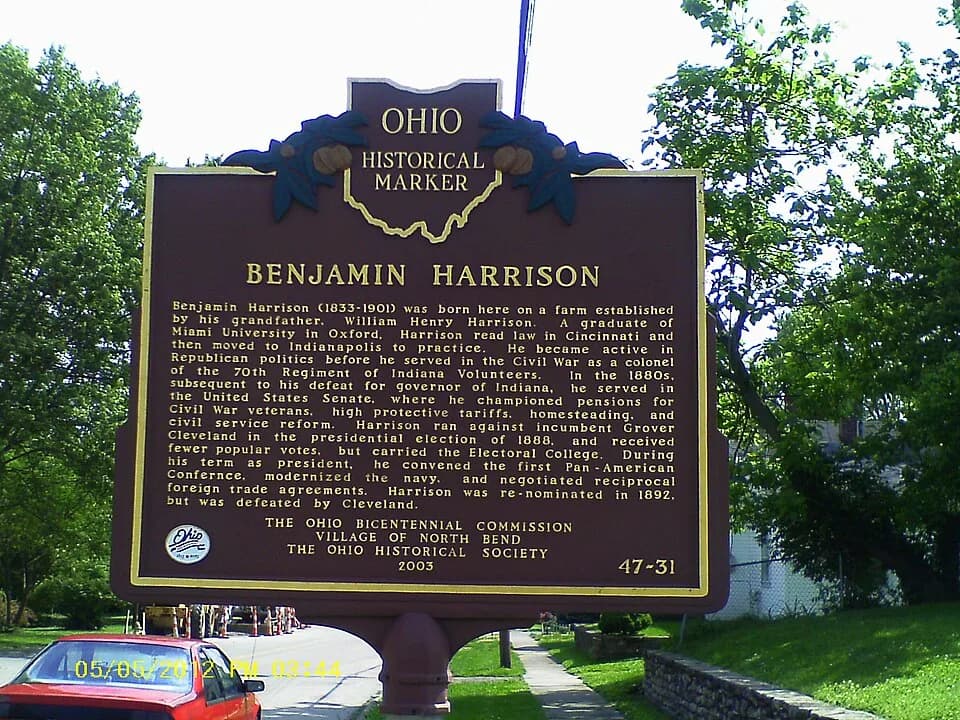 Benjamin Harrison - Benjamin Harrison birth site marker. North Bend, OH