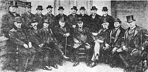 Benjamin Harrison - A meeting of the Presbyterian creed revision committee before submitting proposal to the national General Assembly. Photo includes President Benjamin Harrison and Judge Edward Will