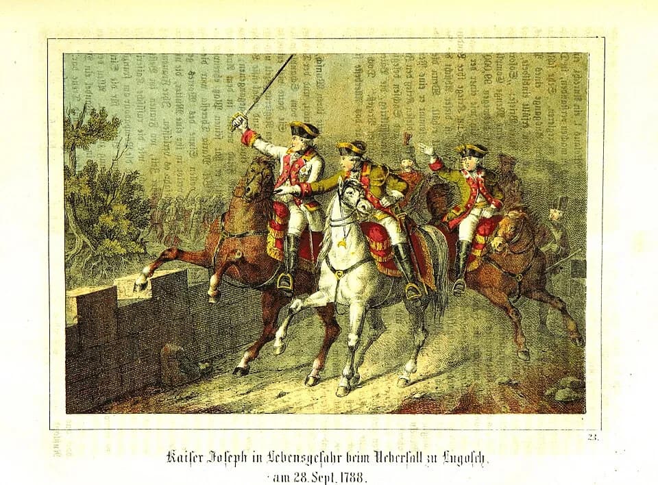 Joseph II, Holy Roman Emperor - Page399 Kaiser Joseph in Lebensgefahr beim Ueberfall in Lugosch am 28. September 1788.jpg