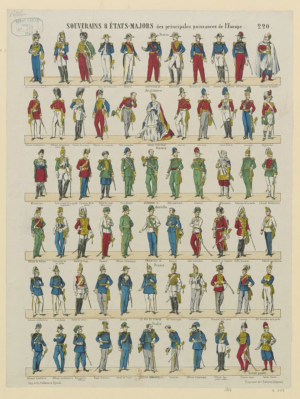 Alexander II of Russia - Sovereigns and Staff of the principal Powers of Europe. France - England - Russia - Austria - Prussia - Italy.