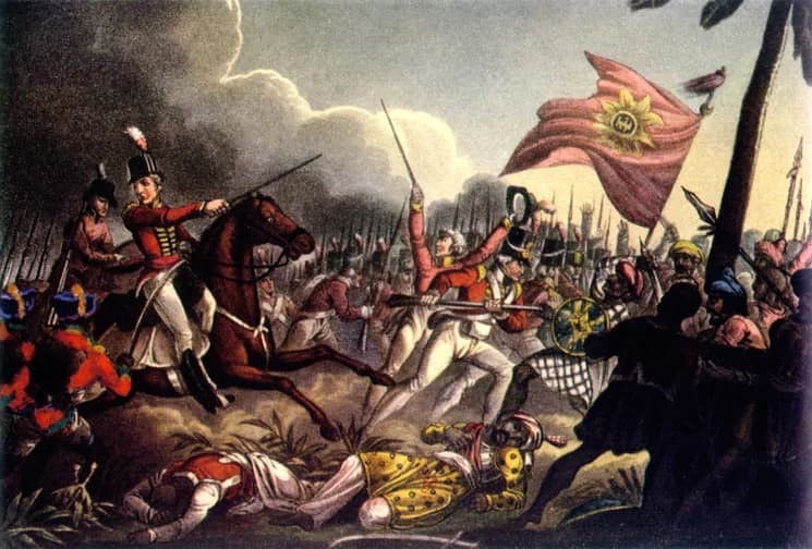 Arthur Wellesley, 1st Duke of Wellington - 2-12th Madras Native Infantry at the Battle of Assaye, 1803. Painting by JC Stadler (1780-1822), c. 1815..jpg