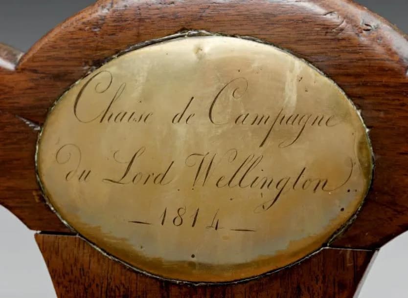 Arthur Wellesley, 1st Duke of Wellington - plaque de cuivre de la chaise de campagne de Lord Wellington