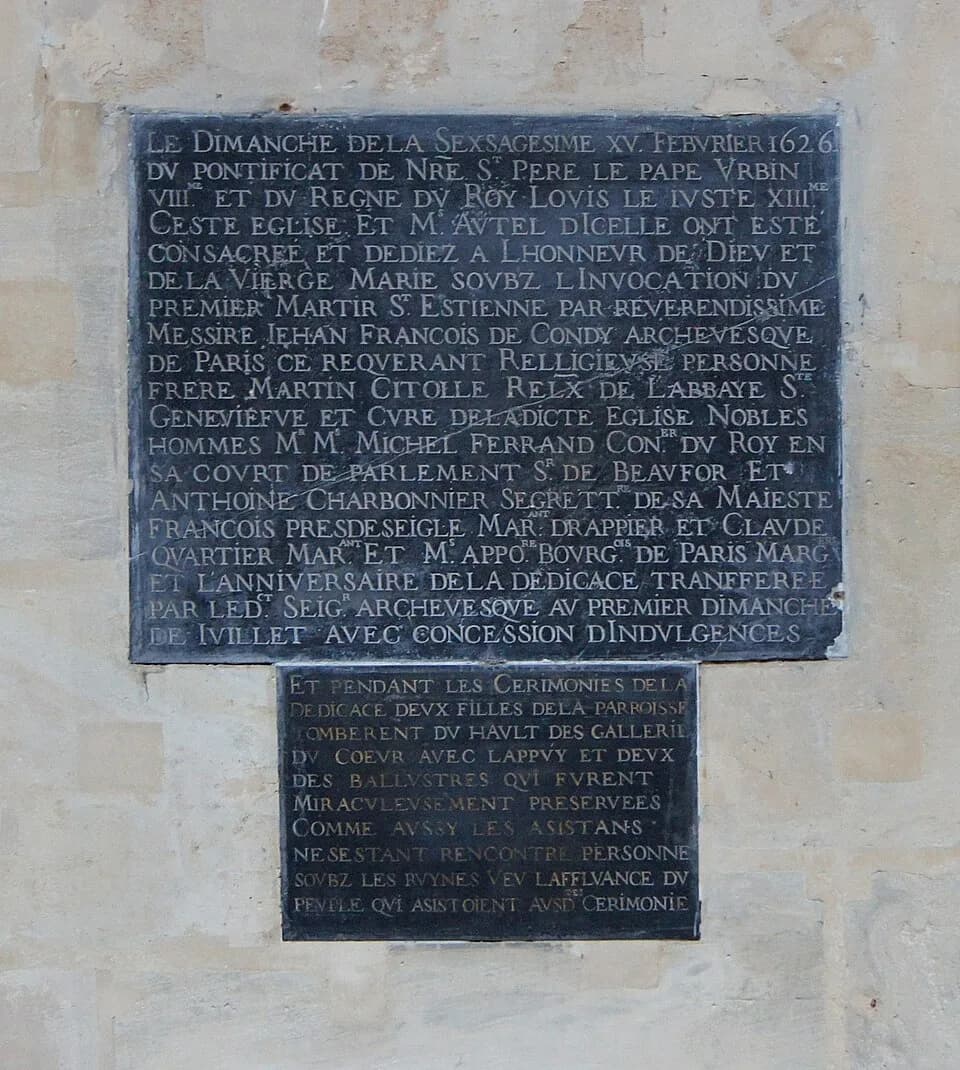 Louis XIII of France - Plaque commemorating the consecration of church Saint Etienne du Mont in Paris