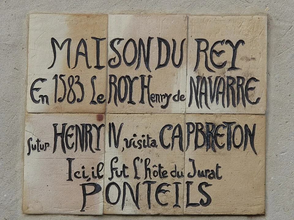 Henry IV of France - Plaque on the "Maison du Rey" (=House of the king), Boulevard Jean Lartigau, in Capbreton (Landes, France), where the king Henry IV of France lived in 1583