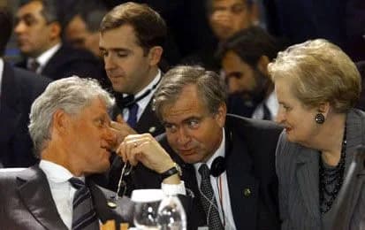 Madeleine Albright - The President confers with National Security Advisor Sandy Berger and Secretary of State Madeleine Albright at the opening ceremony of the 54-nation OSCE Summit in Istanbul, Turke