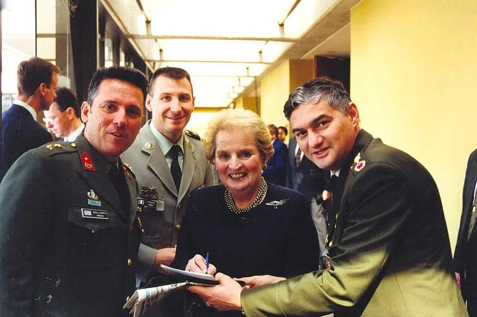 Madeleine Albright - Madeleine Albright with NATO officers