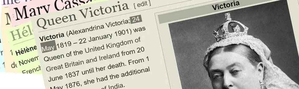 Victoria - This is a twitter banner created for #wikiwomeninred and the womeninred project by Victuallers using images from en:wikipedia pages and the remains of the banner from the previous day