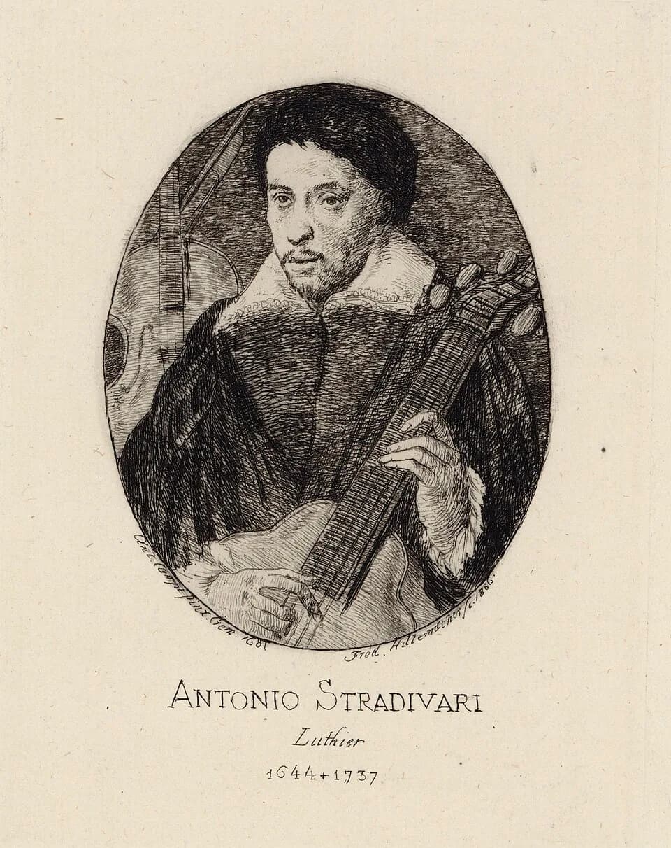 Claudio Monteverdi - Misidentified as "Antonio Stradivari", more likely Claudio MonteverdiThis portrait is in fact not of the violinmaker Antonio Stradivari, but is the portrait of Claudio Montiverdi,