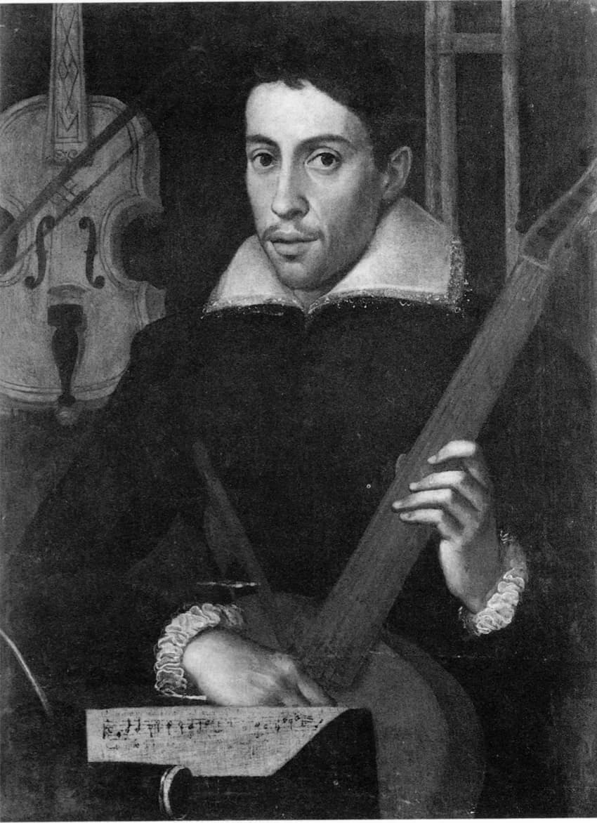 Claudio Monteverdi - Portrait of a musician by a Cremonese painter. The sitter has traditionally, but incorrectly, been identified as Antonio Stradivari. Claudio Monteverdi (1567-1643) and Gasparo da 