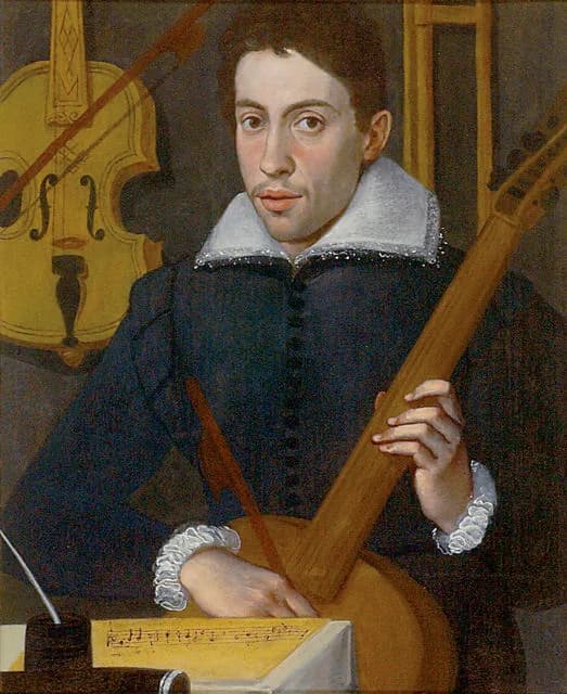 Claudio Monteverdi - Portrait of a musician by a Cremonese painter. The sitter has traditionally, but incorrectly, been identified as Antonio Stradivari. Claudio Monteverdi (1567-1643) and Gasparo da 