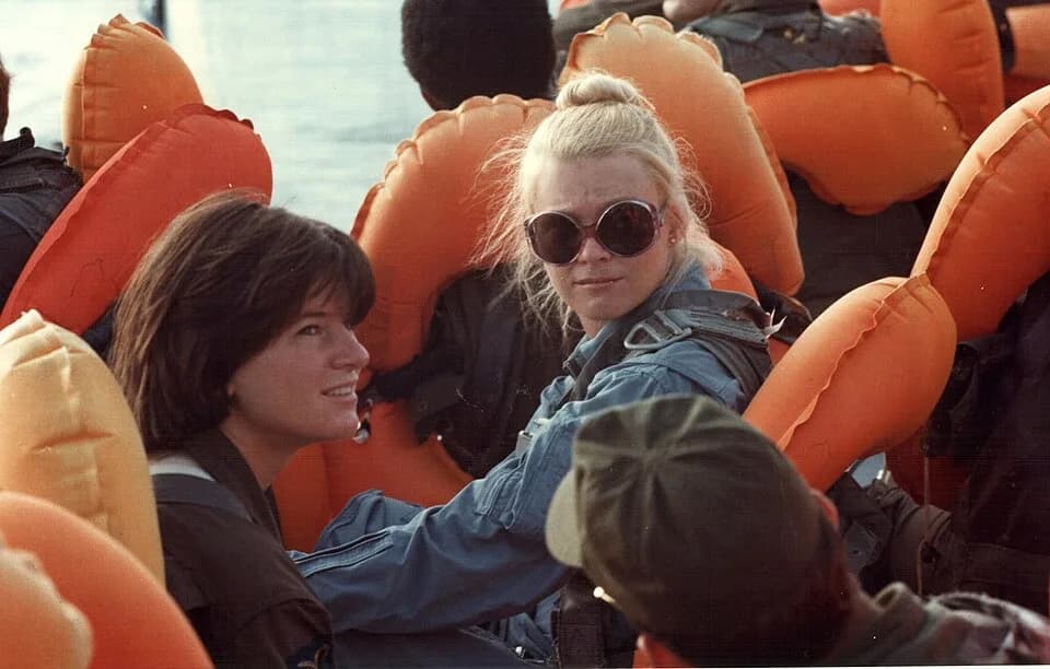 Sally Ride - Sally Ride and Rhea Seddon ,US astronauts training, 1978