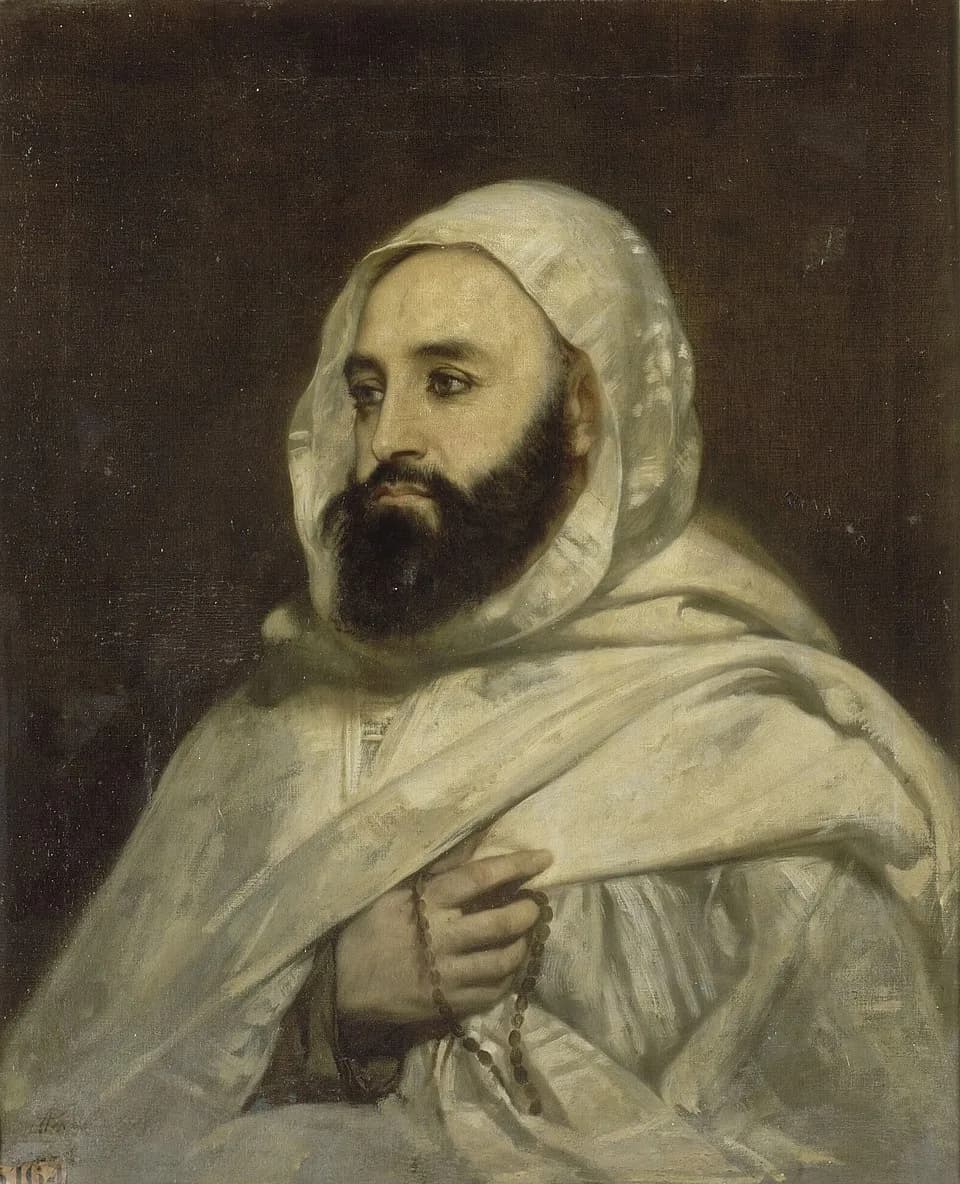 Abdelkader El Djezairi - Ange Tissier, Portrait en buste de Ben Mahi ed-Din Abd-el-Kader, émir algérien, 1852. Tableau exécuté au château d'Amboise vers 1852 ; don du Ministère des Beaux-Arts, mars 18