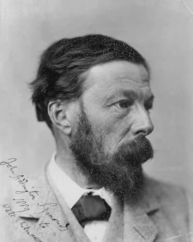 Walt Whitman - John Addington Symonds, head-and-shoulders portrait, facing right. Autographed to Walt Whitman.