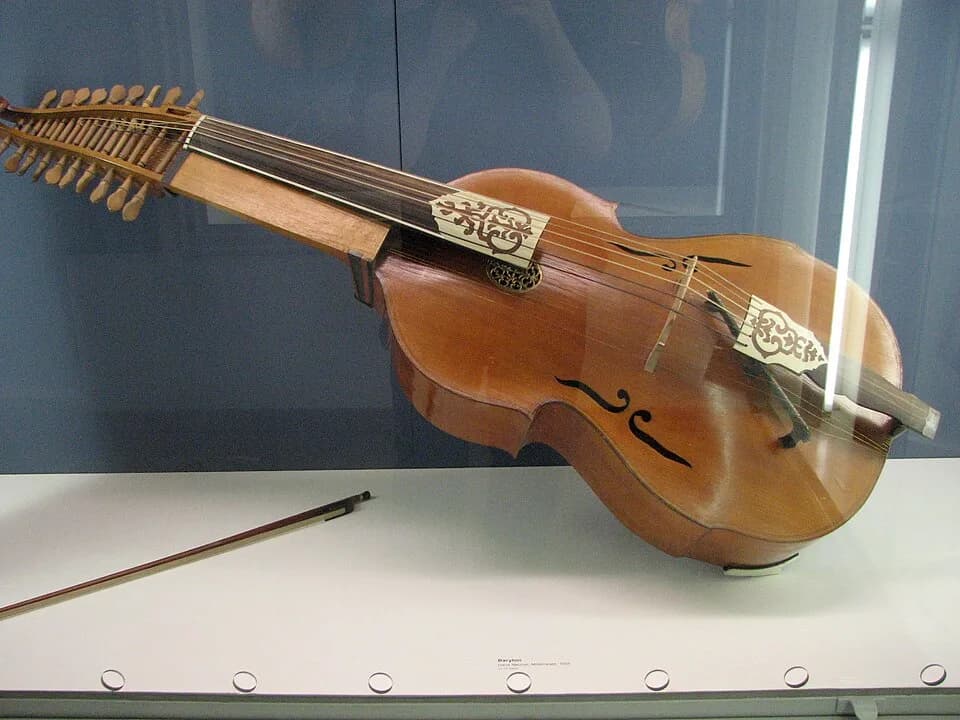 Joseph Haydn - I count 19 strings on this baryton

Baryton
... ..., ..., 1925 ?
Inv.-Nr. ...