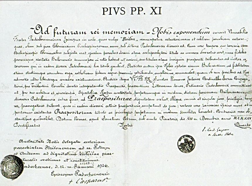 Pius XI - Dekret von Pius XI, Erhebung zur Propsteikirche